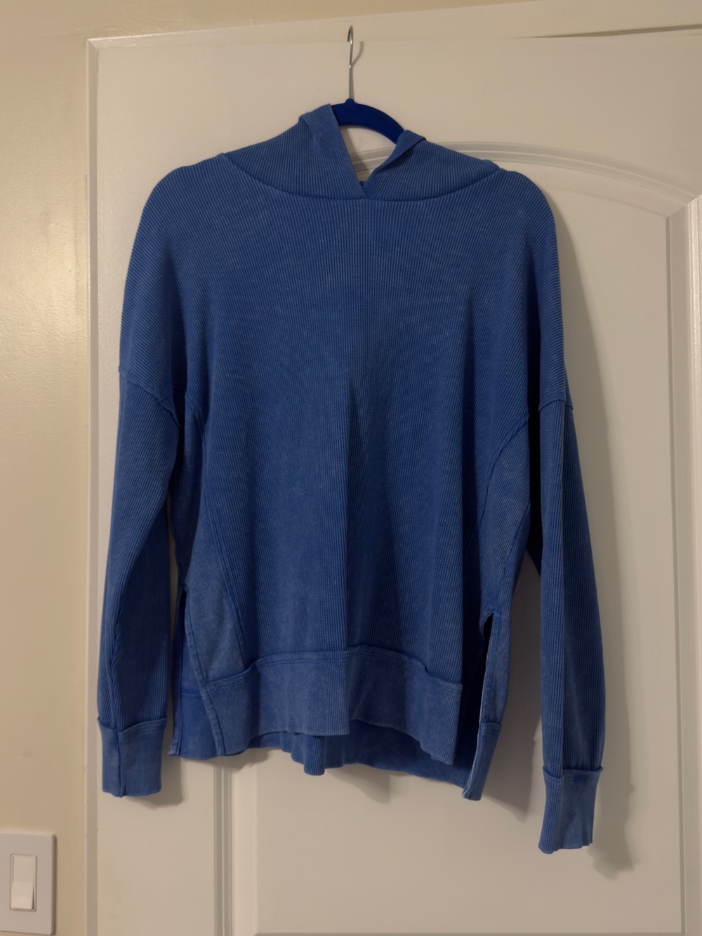 Blue Hooded Pullover Sweater